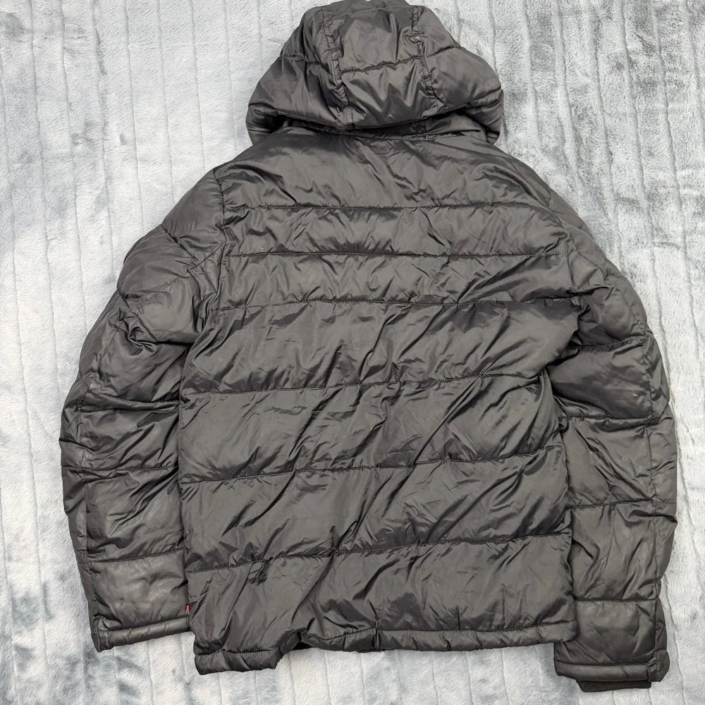 Levis Mens Black Hooded Puffer Jacket Quilted Full Zip Coat Small RN 54163